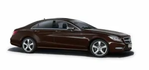 avantgarde-series Eine braune Luxuslimousine ist vor einem weißen Hintergrund zu sehen, von der Seite betrachtet. Das Auto hat vier Türen, silberne Felgen und getönte Scheiben.
